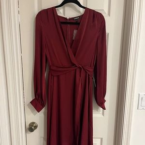 Express dark red long sleeve dress
